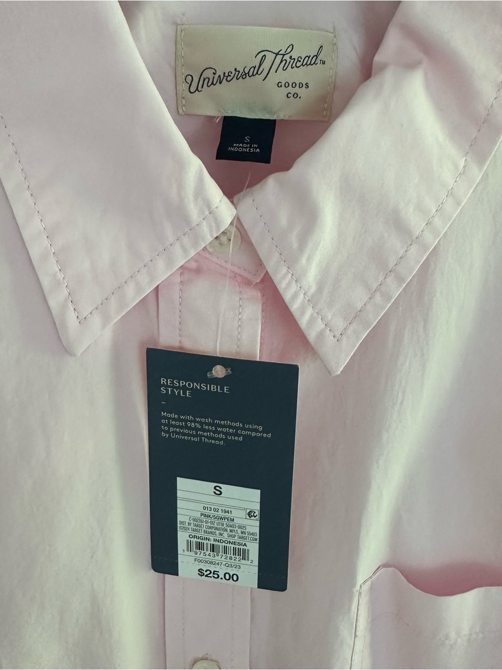 Universal Thread Light Pink Tie-Front Button Down Shirt - Picture 3 of 7